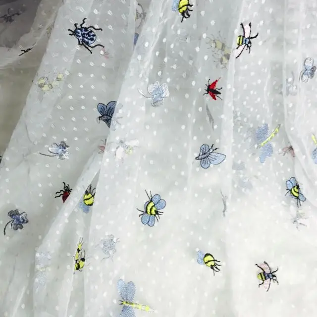 Шитье одежды и ткань чистая пряжа 3D Вышивка шифоновое с цветочным кружевом ткань сетка материал DIY платье одежда аксессуары