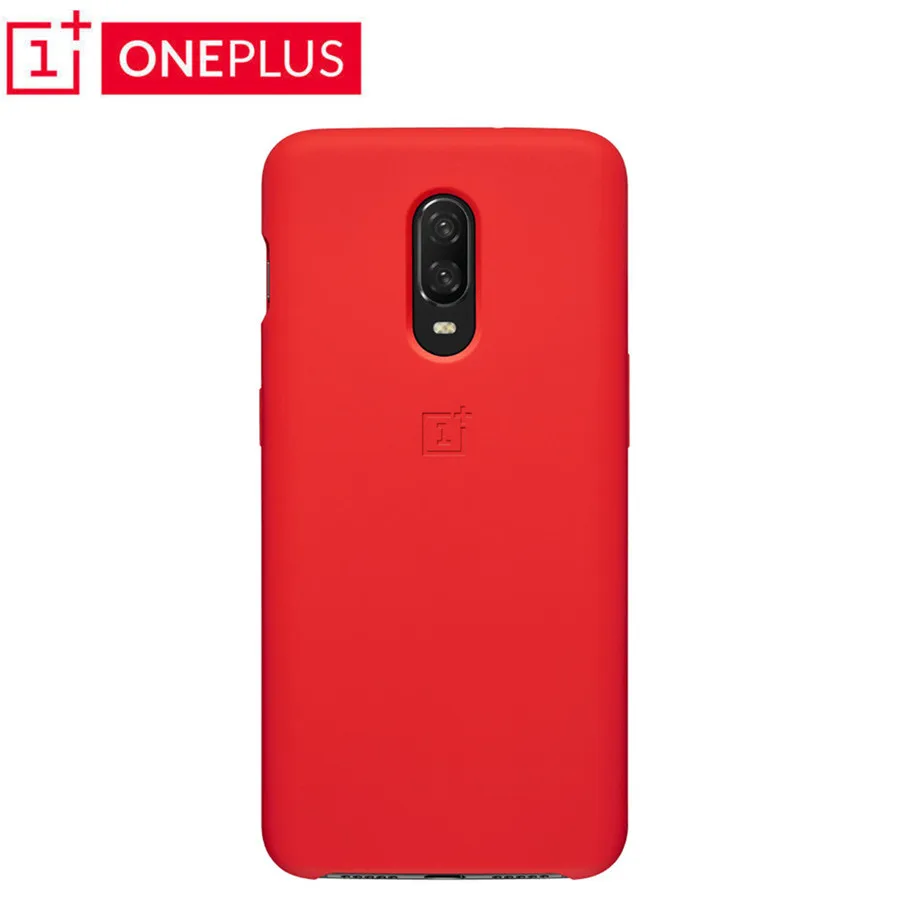 Официальный чехол для Oneplus 6 T, чехол на заказ, силиконовый песчаник, нейлон, карбон, кожаный чехол-бампер с откидной крышкой - Цвет: Silicone Red