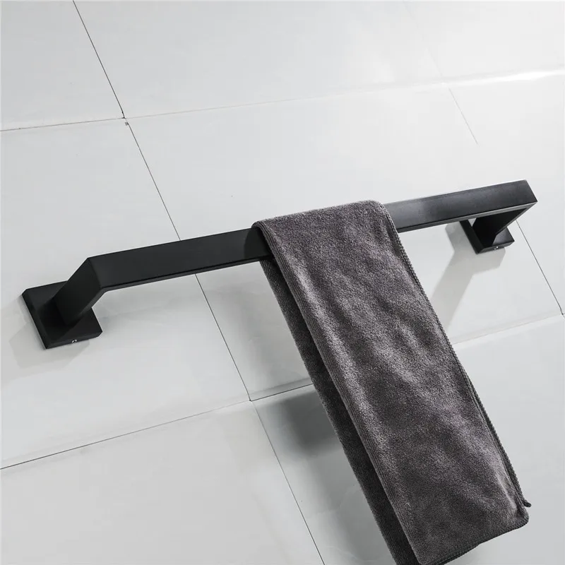 Гальванизированная SUS 304 нержавеющая сталь одно Полотенце бар квадратная черная вешалка для полотенец для ванной настенный держатель для полотенец