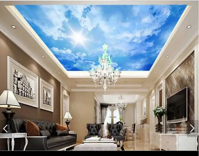 Wallpaper Custom Ceiling Murals Beautiful Sky Blue Wallpaper Custom Ceiling Murals Beautiful Sky Blue Background Wall Living Room Photo