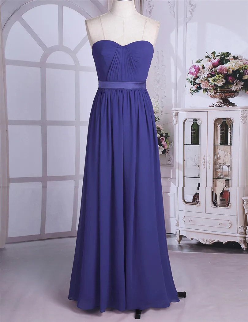 Dusty Rose Pleated A Line Long Bridesmaid Dress