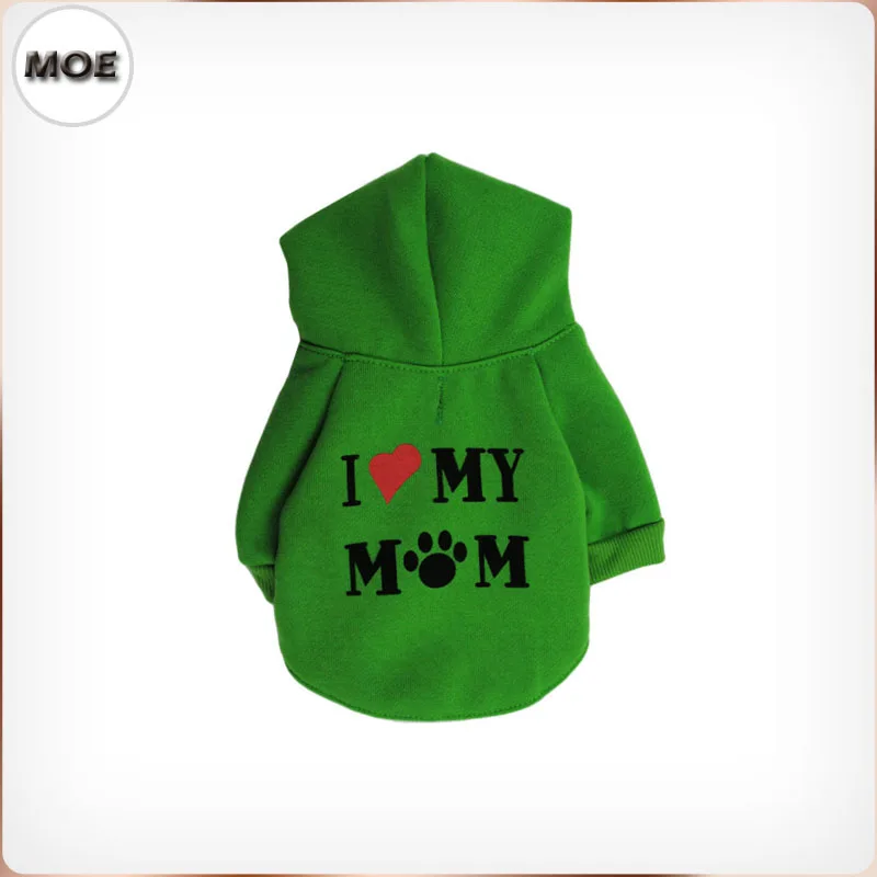 

2017 I LOVE MOM Letter Warm Winter Dog Hoodies Five Colors Four Sizes