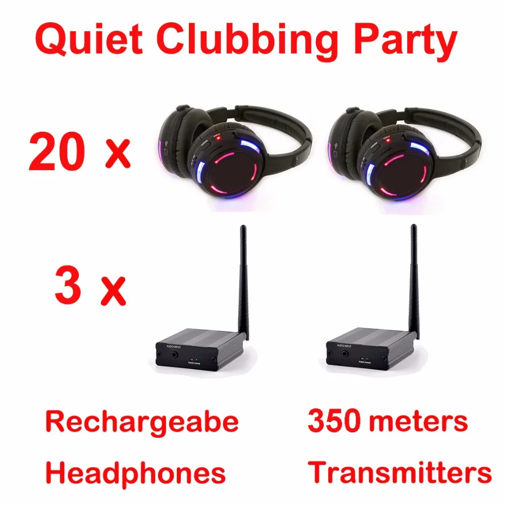 Беспроводные наушники Silent Disco complete system black led тихий комплект для клубов и