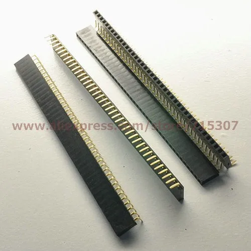 1x40 Pin 2.54mm Spacing right angle 90 degrees single row female socket header rectangular connector receptacle 
