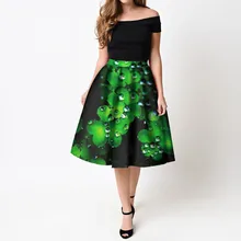 JAYCOSIN трилистник печатных Плиссированные Длинная юбка ретро женские элегантные модные миди талии праздник Saia Femininas