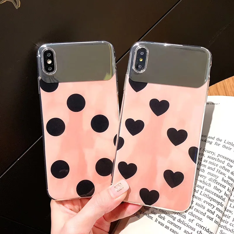 Мода любовь сердце в горошек чехол для huawei P20 Lite Pro P30 Гальванизируйте Зеркало