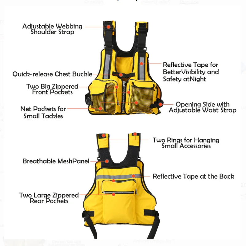 Лидер продаж, спасательный жилет для взрослых, Одноцветный, для мужчин и женщин, регулируемый, водонепроницаемый, для плавучести, Нейлоновый, для рыбалки, жилеты для плавания, рыбалки, каяк, спасательный жилет