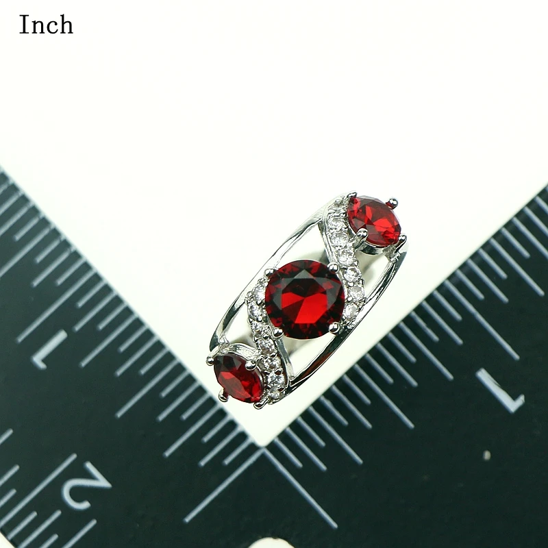 Женский комплект украшений из серебра 925 пробы с красным гранатом|jewelry set 925|set sterling