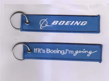 

It's Boeing, I'm Going, Boeing Logo Key Chain Car Ring Sky Blue Keychain Key Ring Embroidery