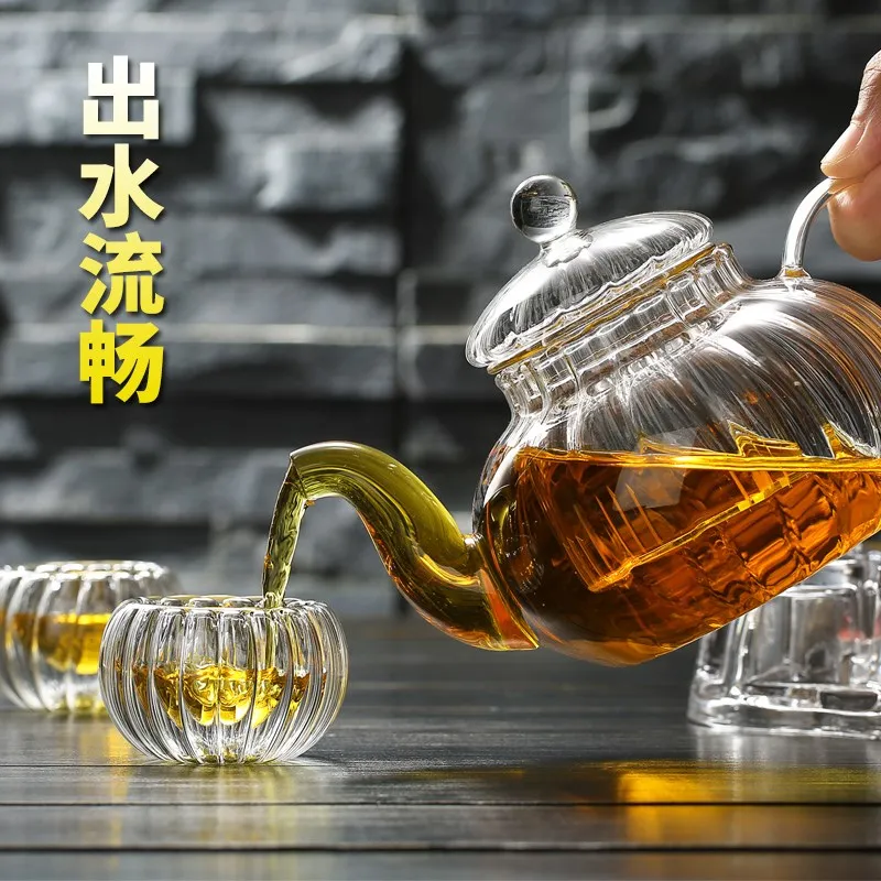 Стеклянный чайный горшок с тыквой для заварки|Заварники| |