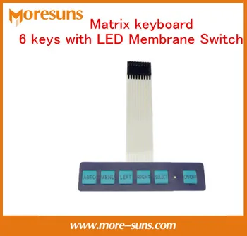 

Fast Free Ship 5pcs/lot Display switch/matrix keyboard/metal dome Switch control panel 6 keys with LED Membrane Switch