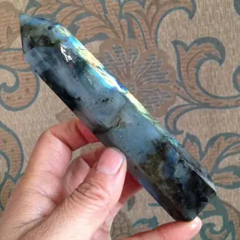 

80MM Natural beautiful labradorite QUARTZ CRYSTAL WAND POINT HEALING