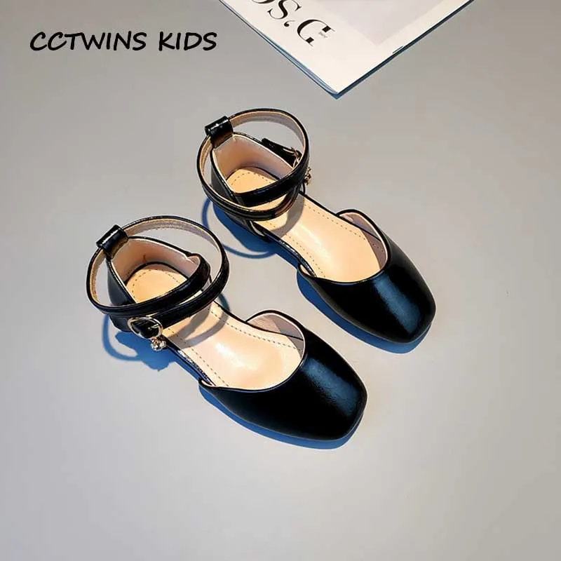 

CCTWINS KIDS 2019 Spring Children Rhinestone Mary Jane Baby Brand Party Shoe Girl Fashion Pu Leather Flat Black GM2195
