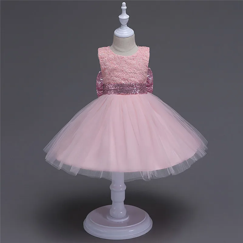 

YWHUANSEN Paillette Evening Dress For Girls Big Bowknot Dress For Summer Lace Prom Dresses Children Wedding Dress Elegant Child