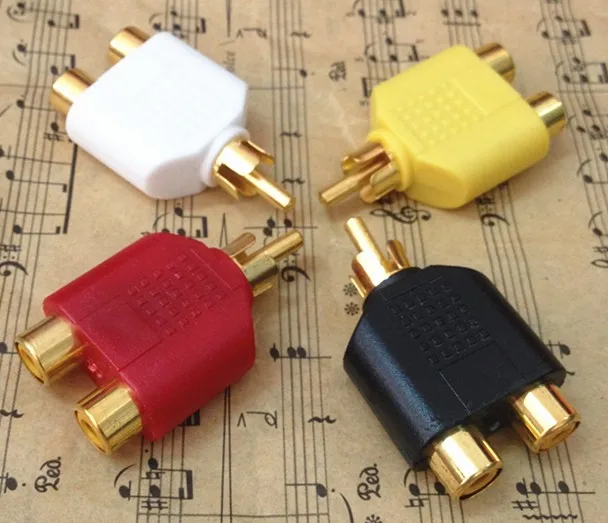 

50 pcs Gold Plated RCA Adapter Audio Y Splitter Plug 1 Male to 2 Female