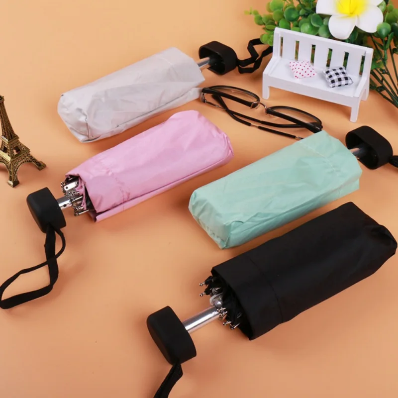 

Mini Pocket Umbrella Five-folding Off Sun Protection UV Parasol Folding Pocket Sunny Rain Umbrella Rain Gear Household Items
