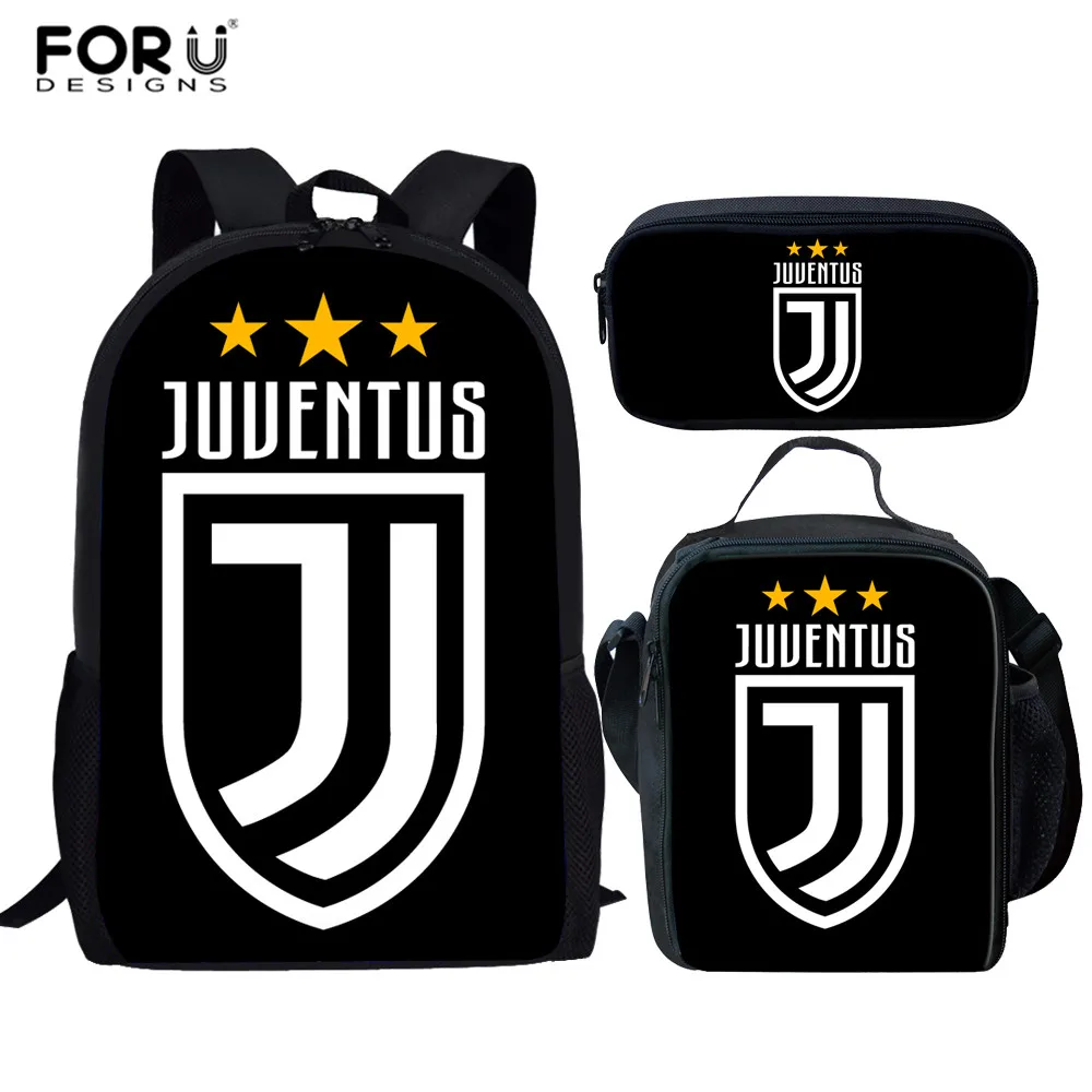 

FORUDESIGNS Ronaldo Juventus School Backpack Set Boys Schoolbag Students Book Bags Kid Teenager Schoolbags Children Mochila