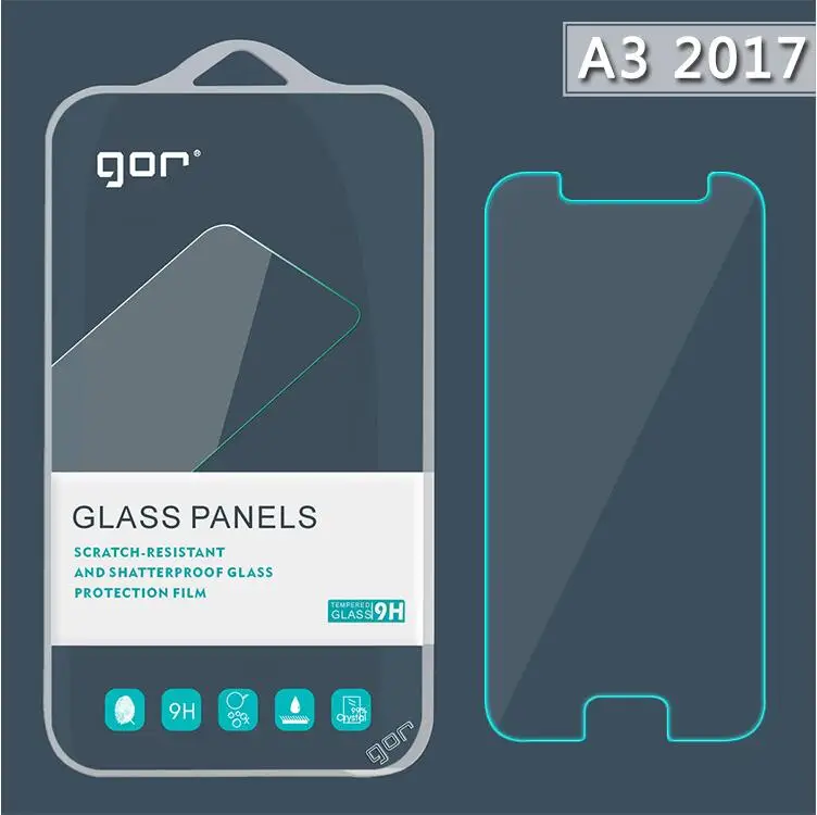 Free shipping 10 box GOR 0.2mm tempered glas screen membrane 2.5D arc edge For Samsung Galaxy A3(2017) A3200 | Мобильные телефоны и