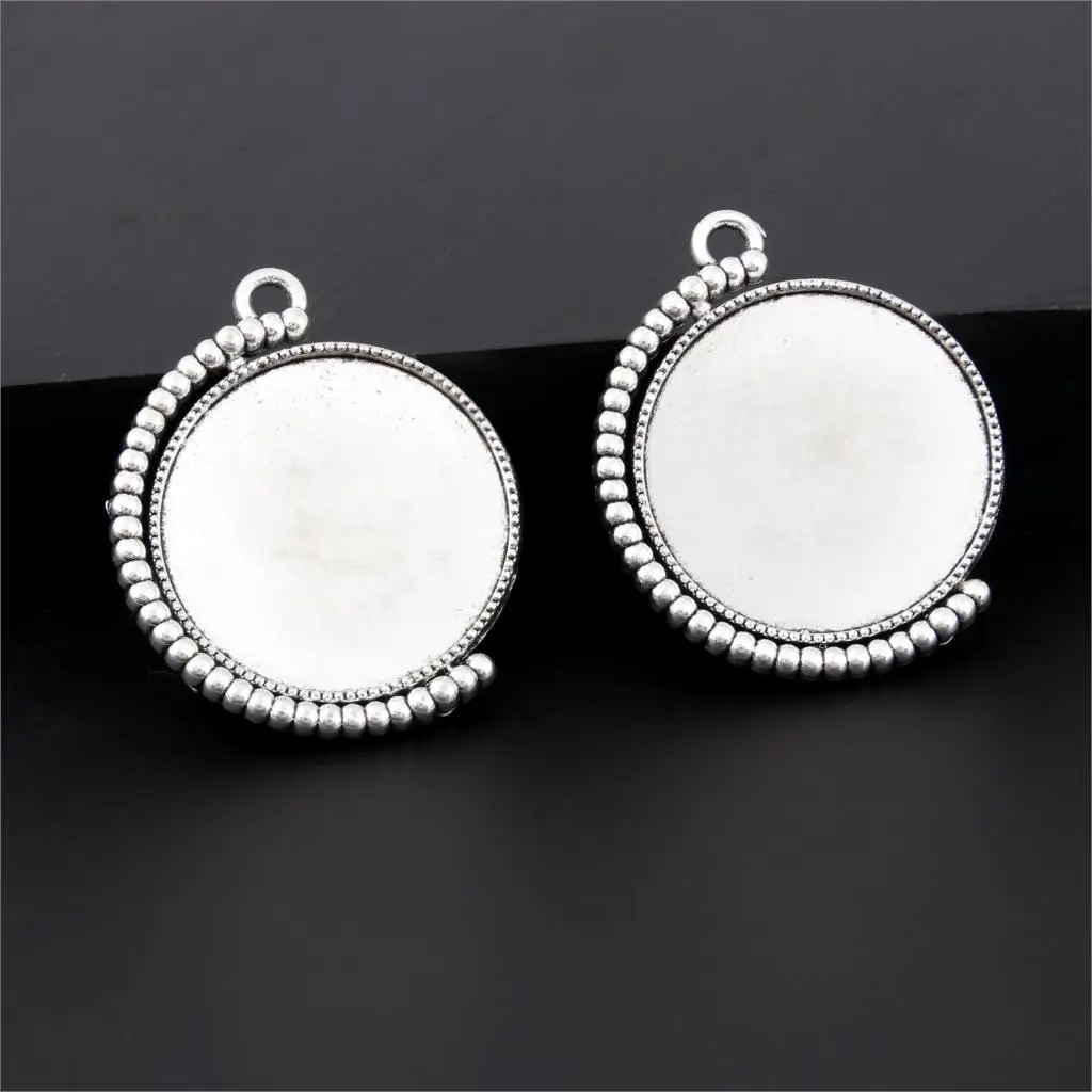 

5Pcs Antique Sliver Hanging Round Mirror Charms Making Women Beauty Pendant Choke Bracelet Jewelry Accessories 36X30mm A3280