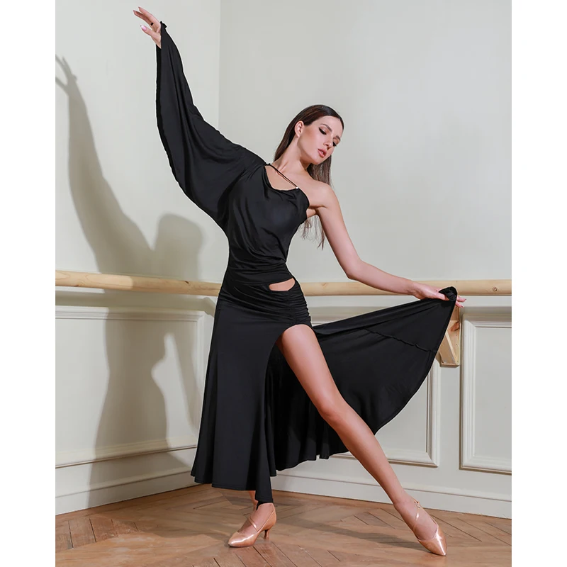 

Latin Ballroom Bullfighting Dance Bat Sleeve Top Split Skirt Women Sexy Tango Salsa Modern Salsa Competitive Clothes JUNE024