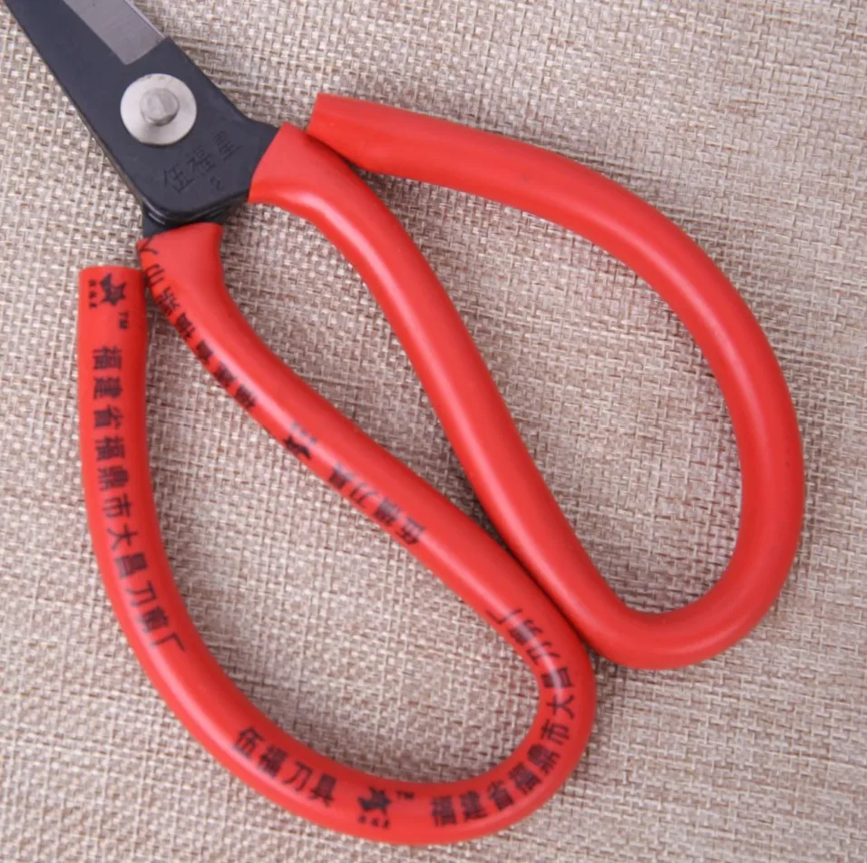 Wu Fuxing Red handle rubber grip household scissors carbon steel industrial shear heavy duty leather cutting scissors 4