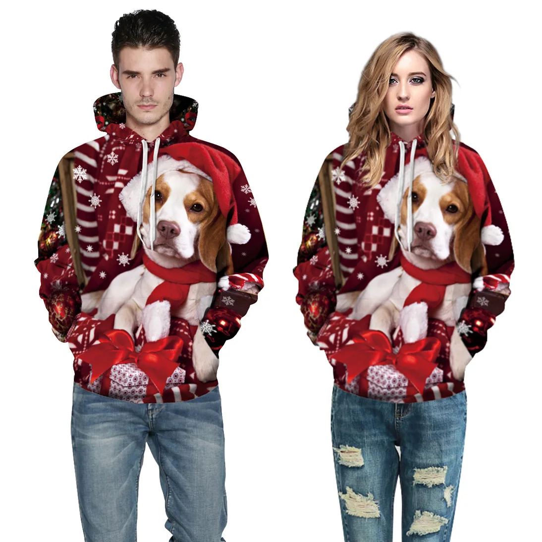 

Mr.nut Christmas Puppy 3D Digital Print Hoodie Tide Brand Hoodie Hoodie Couple Fashion Street Hoodie