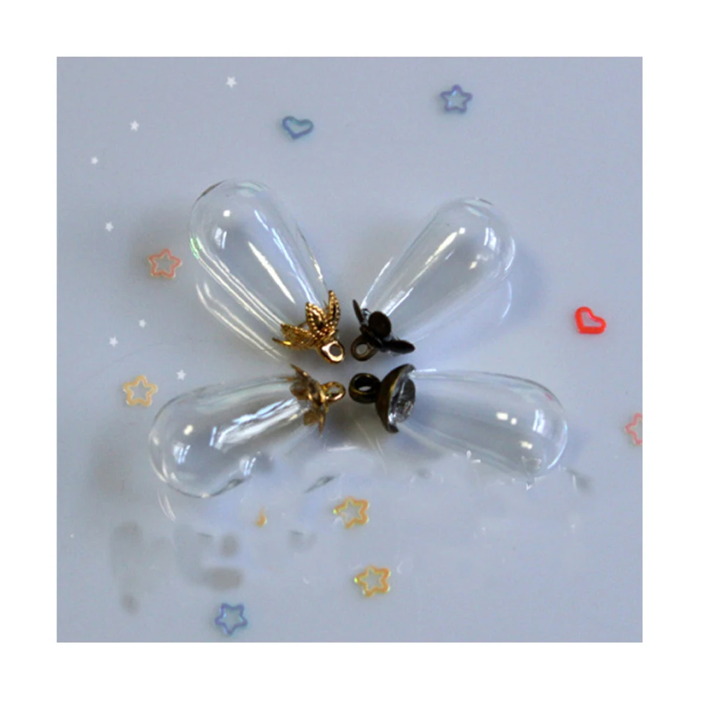 10 Pieces Clear Teardrop Globe Glass Bottle Wish Charm Pendant DIY Necklace Jewelry Makings