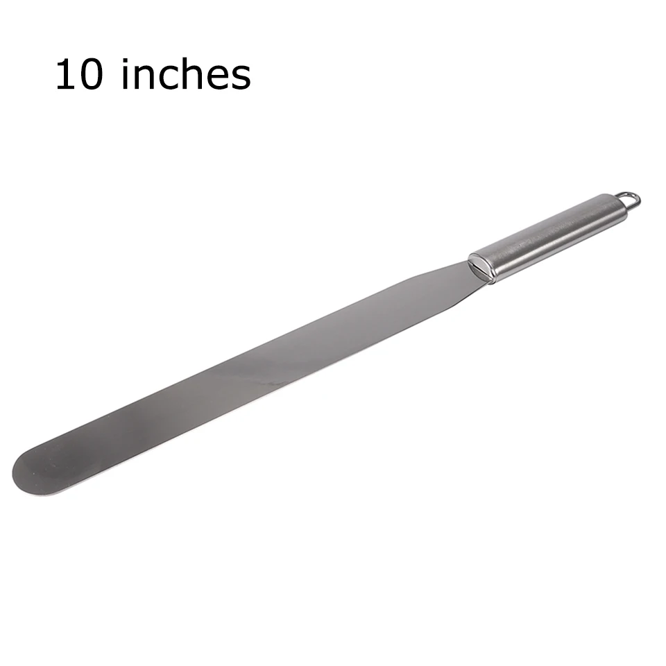 Straight 10 inch Transhome торт для крема шпатель 6/8/10 дюймов Нержавеющая сталь лопатка для торта украшения торта инструменты торт Масло гладкой нож для теста - Цвет: Straight 10 inch