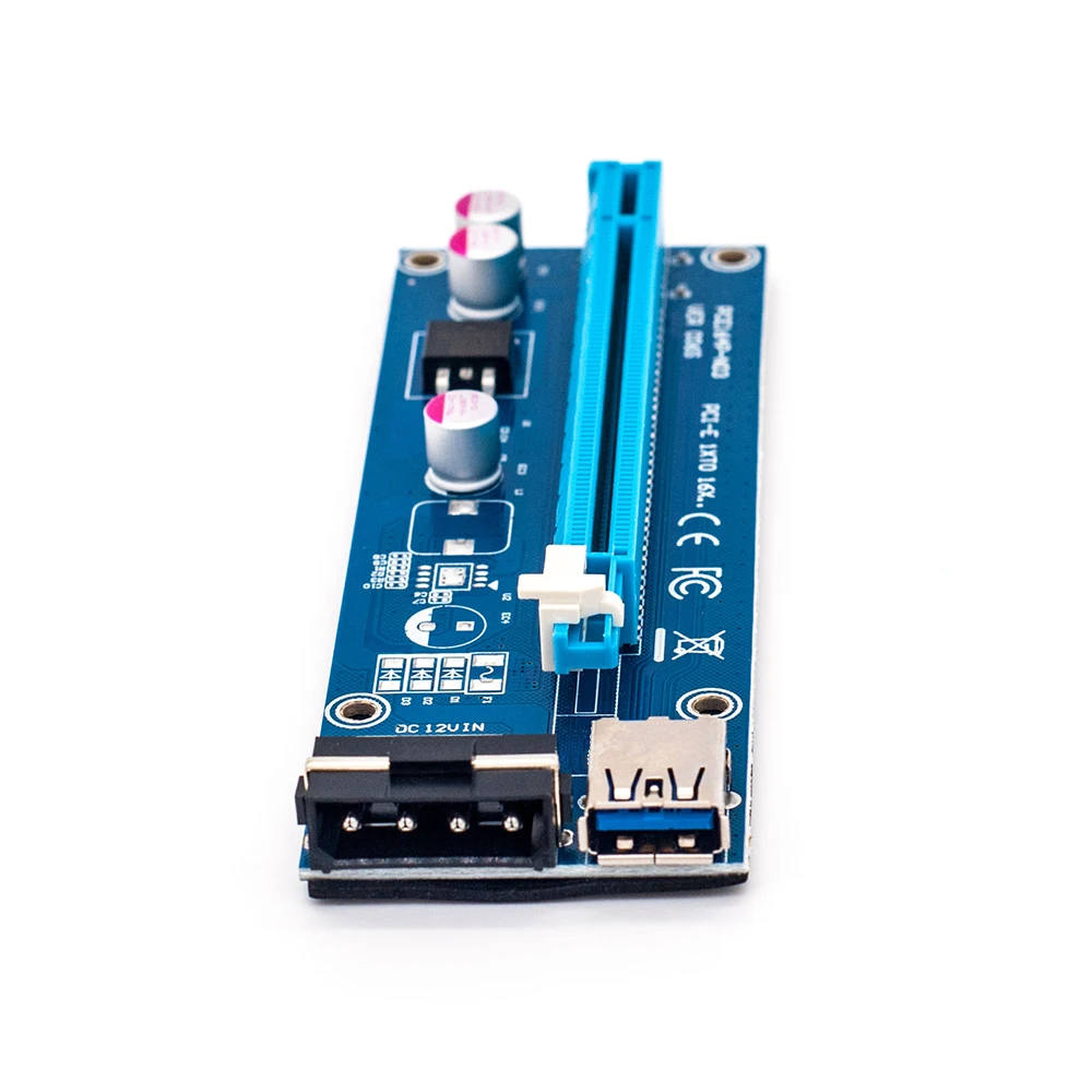 Blue 60cm PCI-E extender PCI Express Riser Card 1x to 16x USB 3.0 SATA to 4Pin IDE Molex Power for BTC Mining Miner