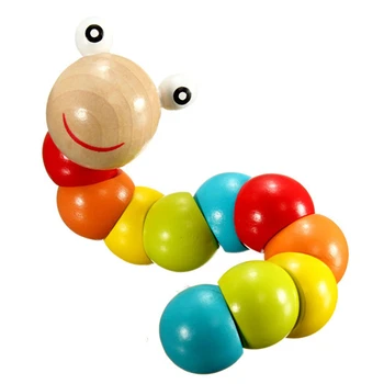 

Colorful Insects Twist Caterpillars Children Kids Educational Wooden Toys Train Baby Fingers Flexible Blocks Montessori Aids Toy