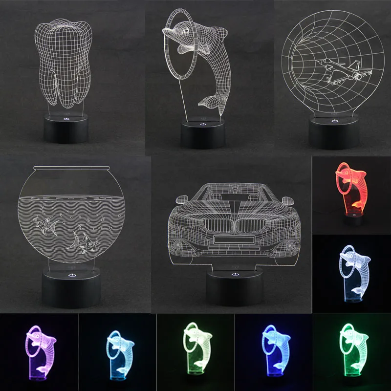

USB RGB Lamp Touch Dimmable 3D Night Light Seven Color Changing Touch Switch For Home Decoration    Sale ALI88