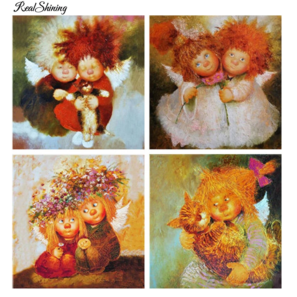 

REALSHINING 5D Diamond Painting Baby Set For Embroidery Diamond Painting Cross Stitch Cartoon Baby Friend Rhinestone Mosaic D138
