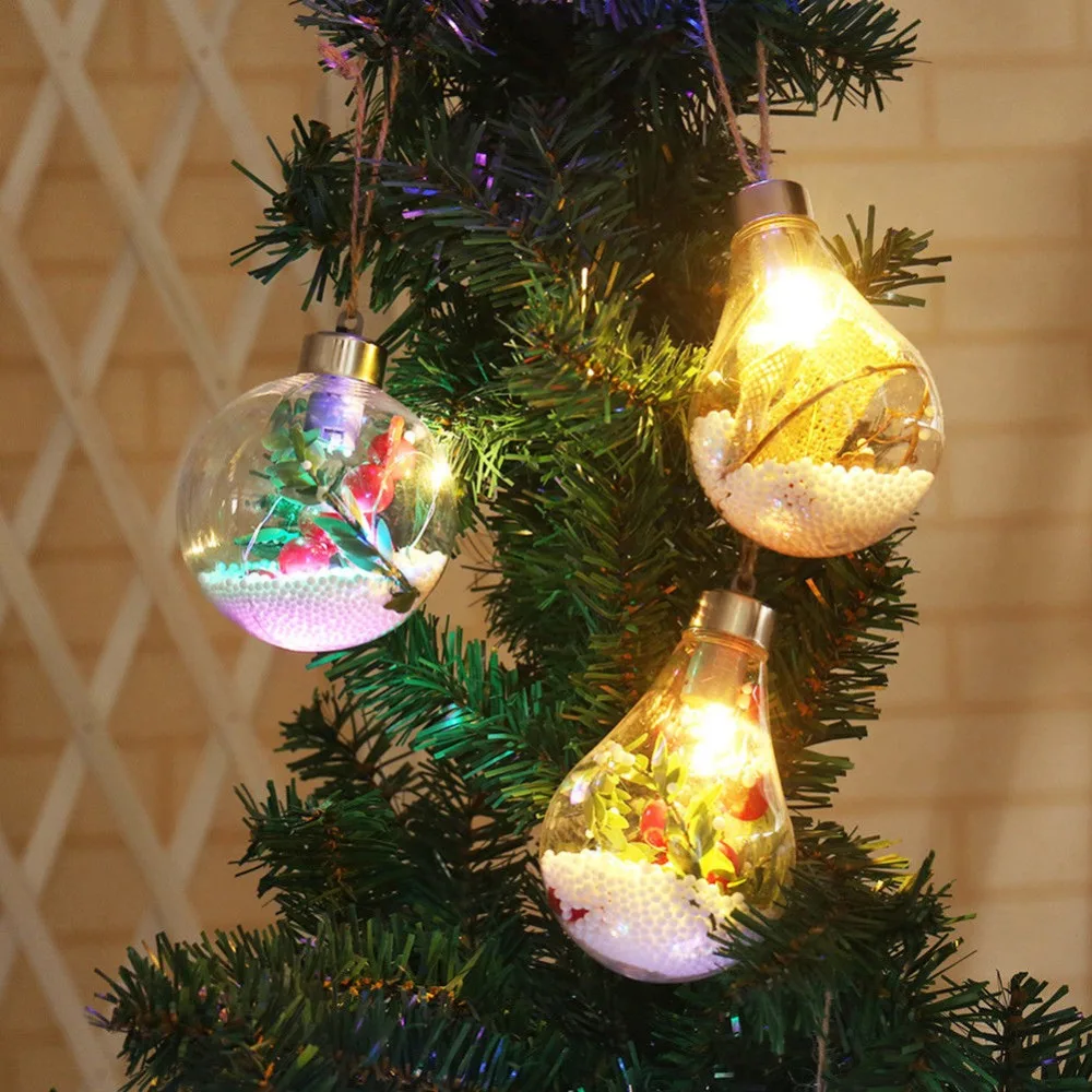 

Mabor LED Hanging Light Clear Luminous Ball Fashion Plastic Luminous Beautiful Bulb Shape Light Home Decor Christmas Tree Ball