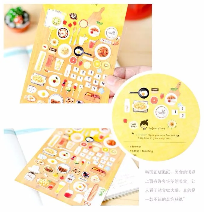 Cookie de Alimentos Utensílios de Mesa da Cozinha Adesivos para Diy Folhas Lote Adesivos Decorativos Como Coreano 5 - 5 Material escolar e de escritório