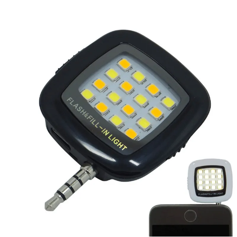 

Mini 3.5mm Selfie Light 16 LED Light 3 Modes Fill-in Light Phone Light Photography Lighting For iPhone 5 Samsung Smartphone