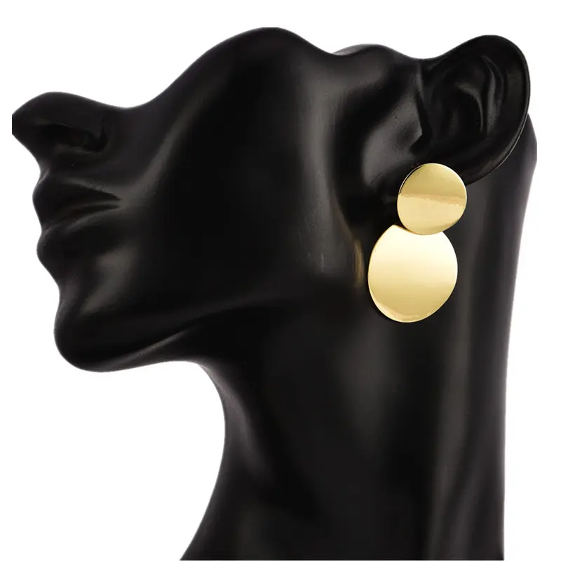 Массивные Серьги, Модные металлические серьги-гвоздики для женщин, золотые серебряные ювелирные изделия, простые винтажные подарочные серьги