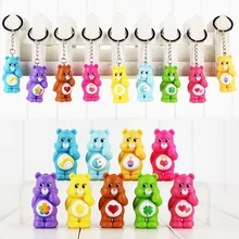 Great 9pcs lot Care Bears 5cm original anime keychain keyring pendant PVC figure Toy