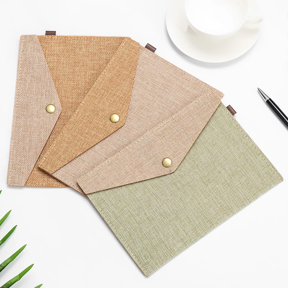

1PC Simple A4/A5 Elegant Big Capacity Document Bag Imitation Linen Canvas Felt File Bag Briefcase File Folders Office Supply