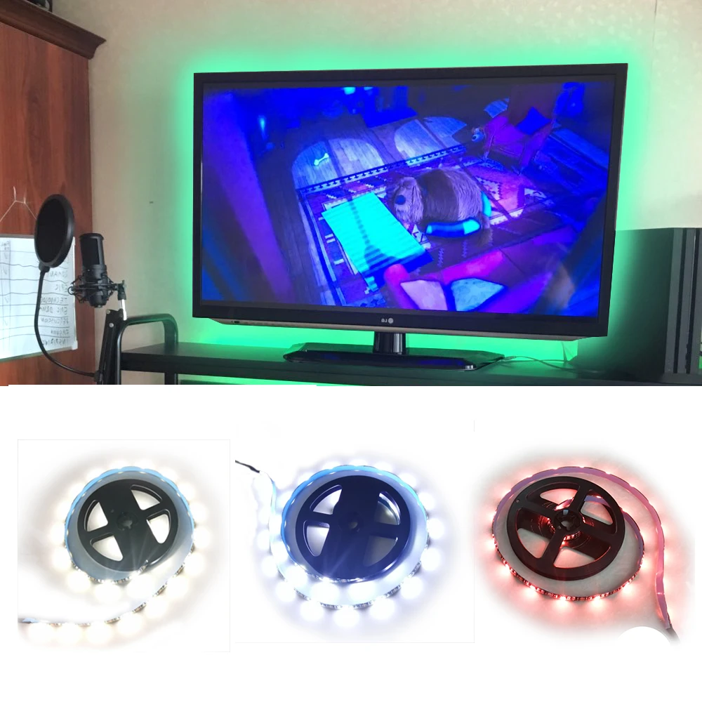 Светодиодная лента SMD5050 RGB для подсветки телевизора LED полоска с контроллером 24