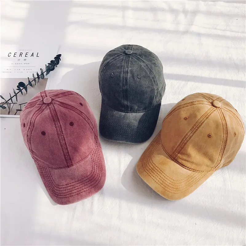 Baseball Cap Frayed Washed Style baseball cap flat hat outdoor sports cap sun protection solid color