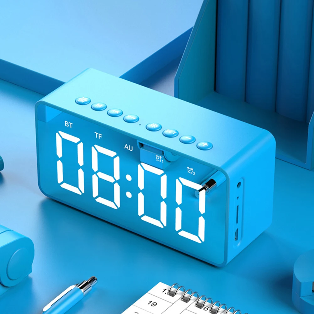 BT506 Wireless LED Display Mini Mirror Screen Alarm Clock Bluetooth Speaker Gift hot
