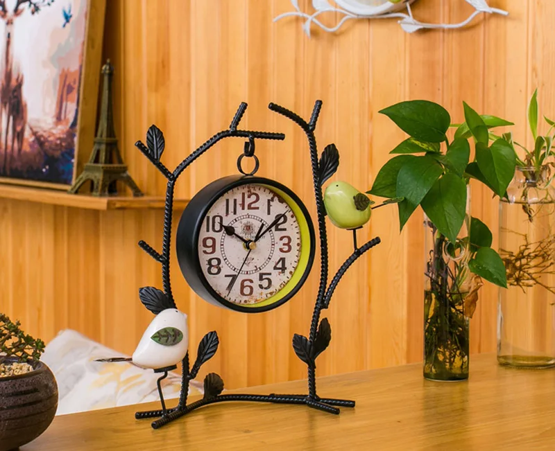Meijswxj Solid Wood Table Clock Retro Wooden Clock Saat Reloj Masa saati Relogio de mesa Bedroom Digital Desktop Clocks 24*25cm