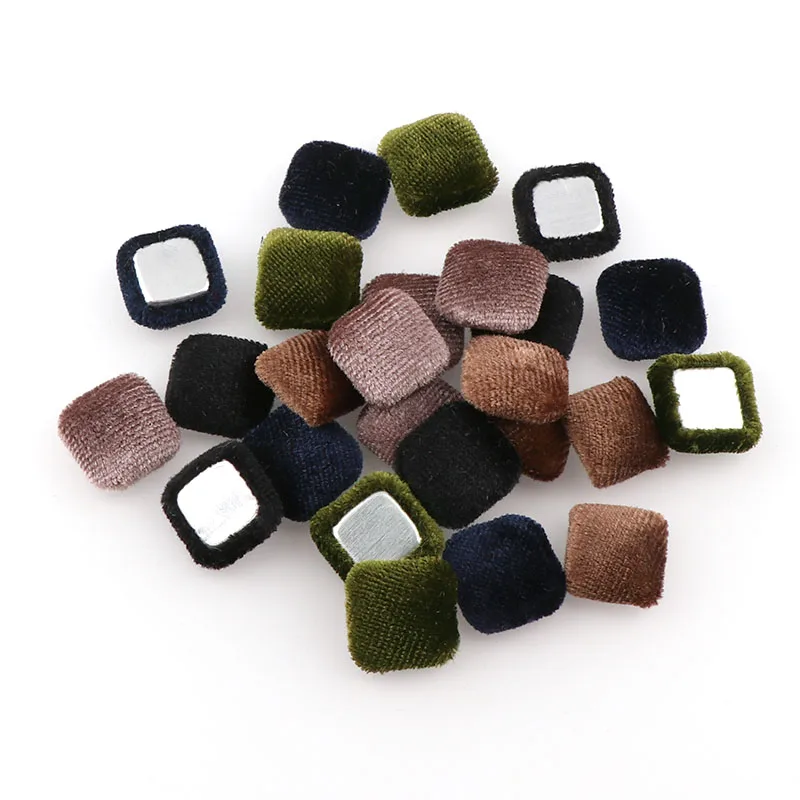 

20pcs 14mm Velvet Fabric Covered Square Button Flatback Cabochon Decoration Buttons Handmade Scrapbooking DIY Accessories