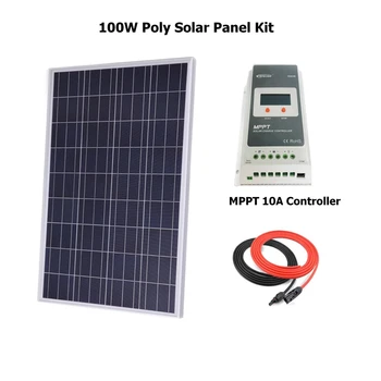 

100W DIY Solar Panel Charger Kit: 1Pcs 100w polycrystalline Solar Cell With 10A LCD Solar charge controller and 5m solar cable