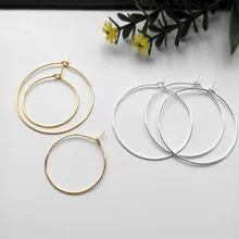 10 шт./лот золото/серебро Цвет уха проволочный крючок 25/35/40 мм Диаметр серьги-обручи Выводы для Diy Модные украшения Аксессуары