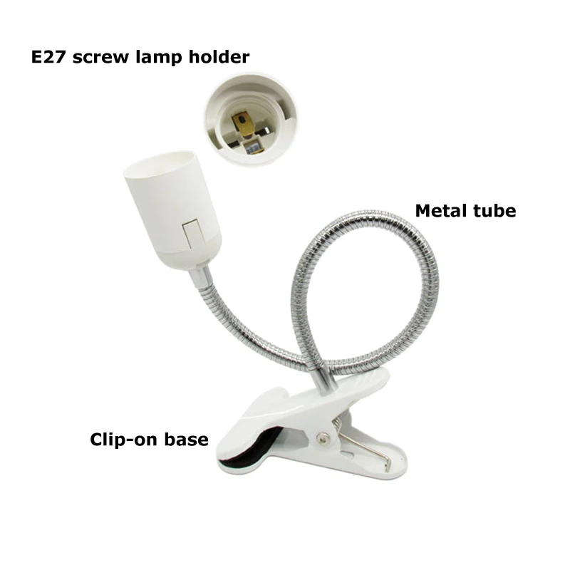LED Clip Base E27 Lamp Holder 40cm Long Metal Hose With EU Plug US Plug UK Plug  (2)