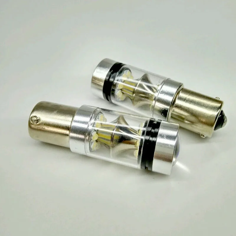

2x 1156 BA15S p21w LED With Lens 360-Degree Shine Driving Lamp Bulb Auto Car Brake Back-Up Sourcing Light White