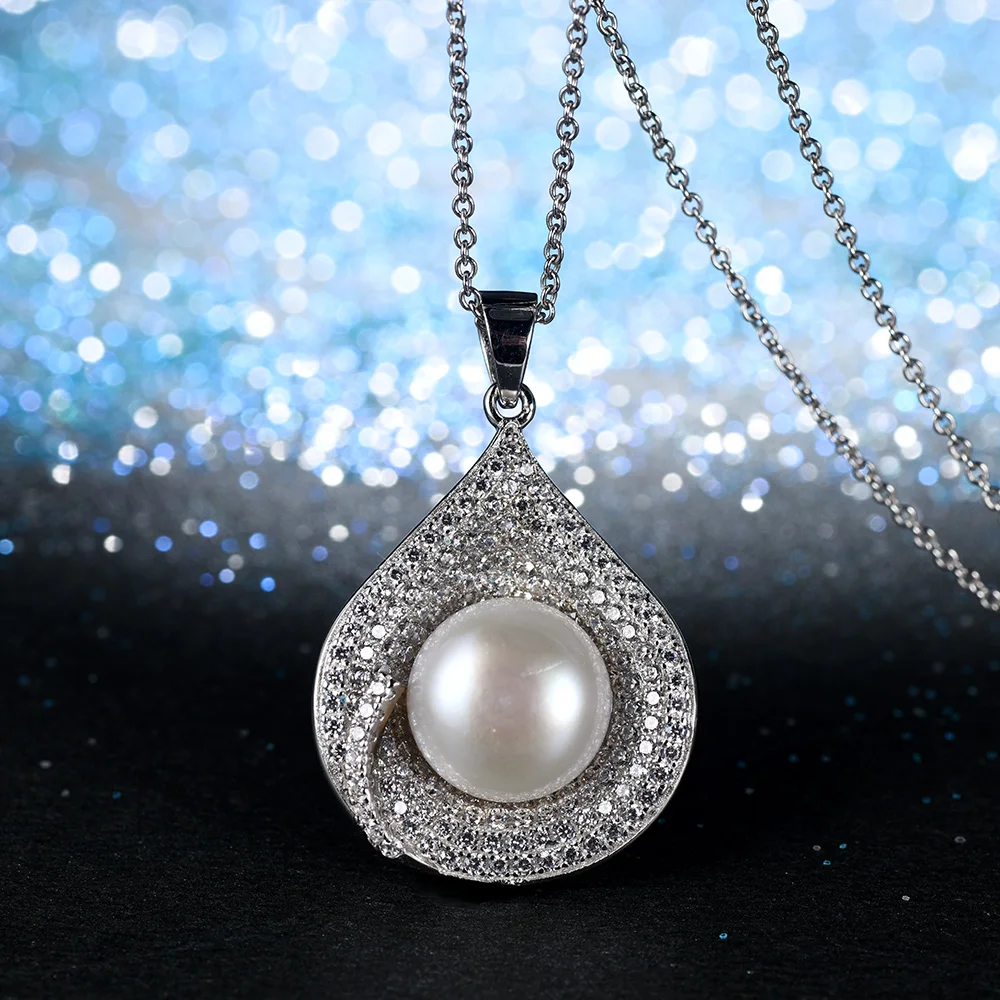 L& zuan натуральный пресноводный жемчуг Для женщин Подвески белого и черного цвета Украшенные цирконием ожерелья для женщин ювелирные изделия из жемчуга S925 серебряные цепи