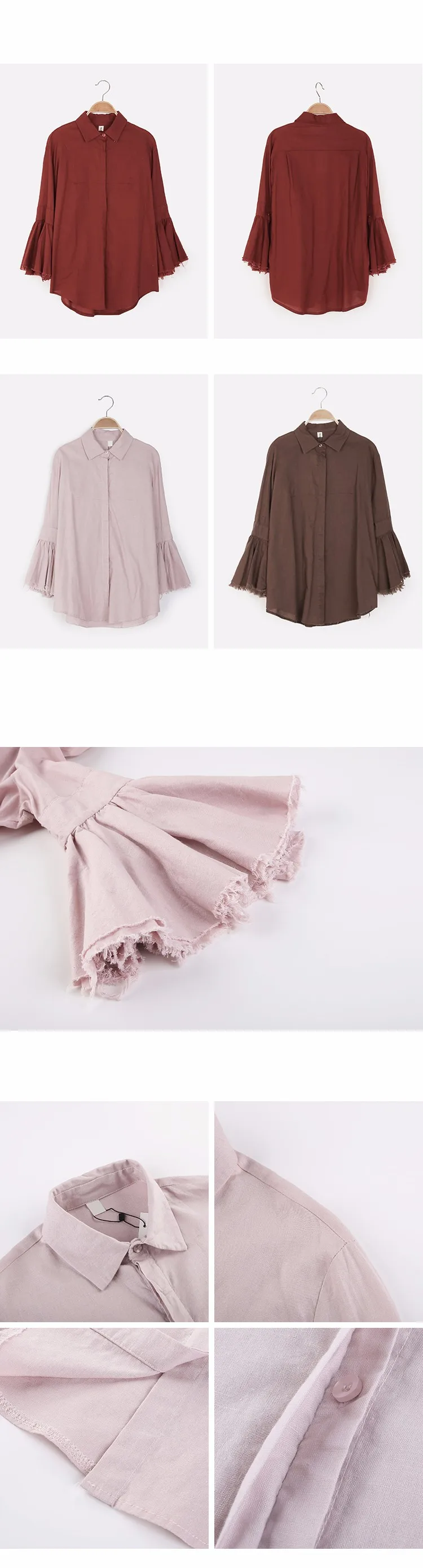 XITAO облегающая Длинная женская рубашка, корейская мода, отложной воротник, однобортная, длинная, на пуговицах, с расклешенными рукавами, осень, MMB-003