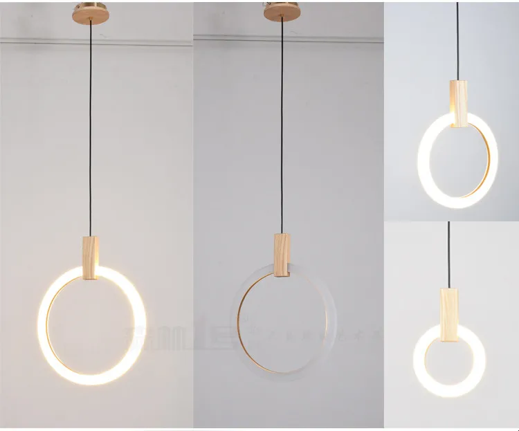 Lustres de Madeira Iluminação da Escada Moderno Nordic Sala Estar Suspenso Lâmpada Quarto Luminárias Anel Luzes Penduradas Led 18 Cheap Luzes de pendentes